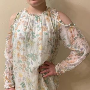 GIUSY Cold Shoulder Italian Silk Top